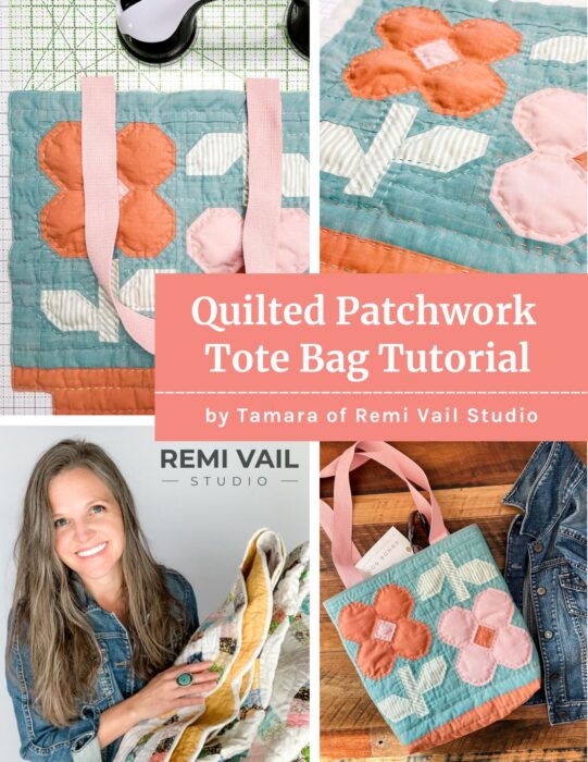 Quilted Patchwork Tote Bag Free Tutorial from Tamara of Remi Vail Studio