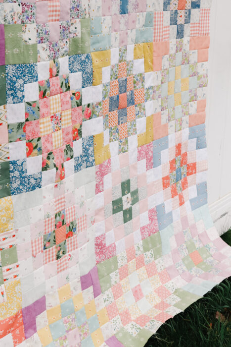 Quilted Garden spring quilt blocks made by Amy Smart - perfect for 2 ½" strips