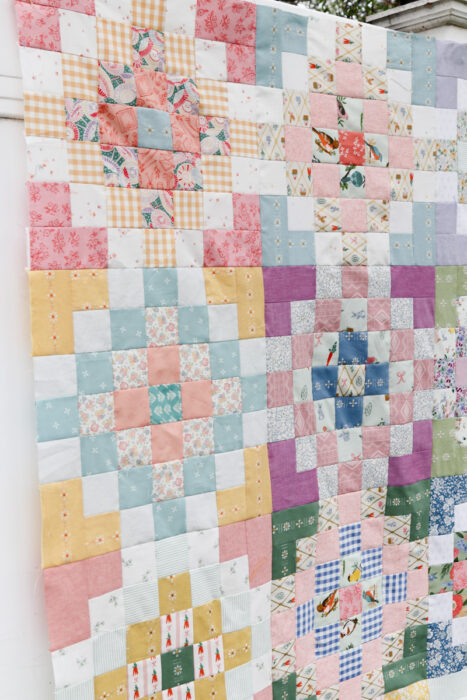 Quilted Garden spring quilt blocks made by Amy Smart - perfect for 2 ½" strips