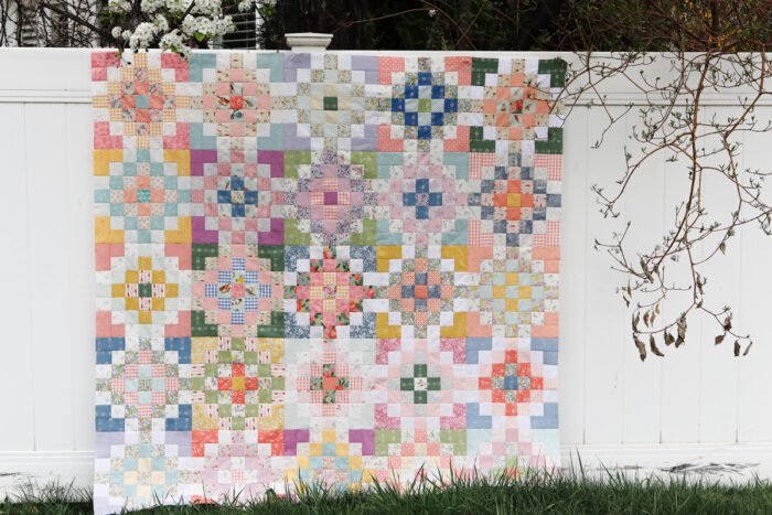 Quilted Garden spring quilt blocks made by Amy Smart - perfect for 2 ½" strips
