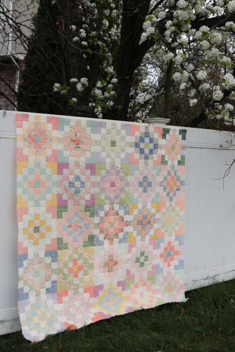 Quilted Garden spring quilt blocks made by Amy Smart - perfect for 2 ½" strips