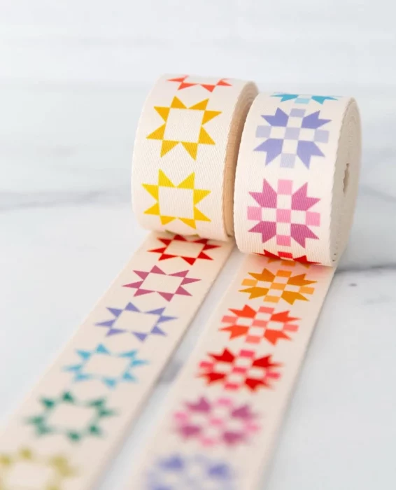 Colorful quilt block washi tape from Coco West Illustration