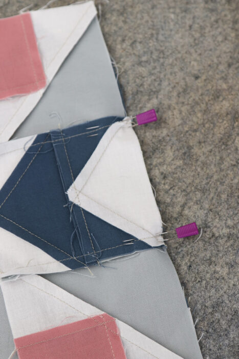 Using double-pronged "fork pins" for improving quilt piecing accuracy