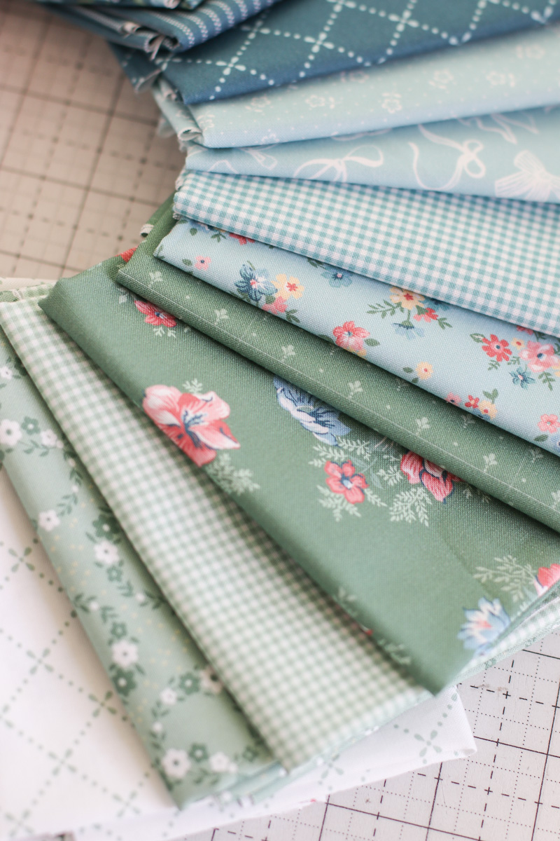 Shades of Lodgepole and sage greens part of the Vintage-inspired 2025 Fabric Collection, Mary Catherine, by Amy Smart for Riley Blake Designs