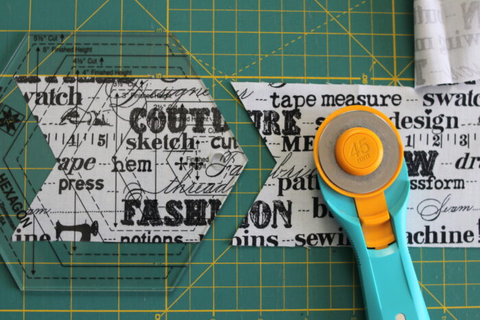 Using strips to simplify cutting hexagon fabric pieces