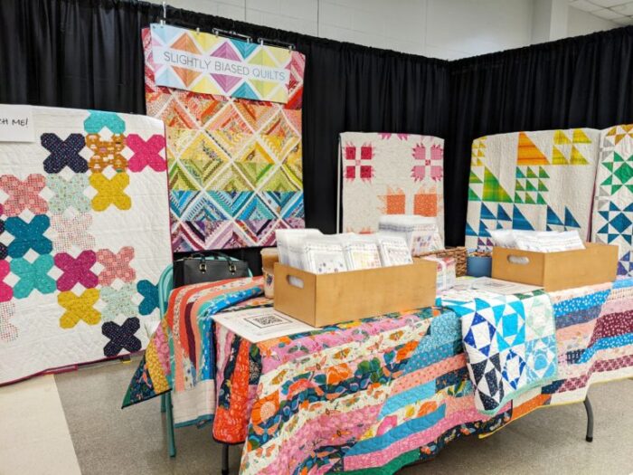 Modern Quilt display from Slighly Biased Quilts