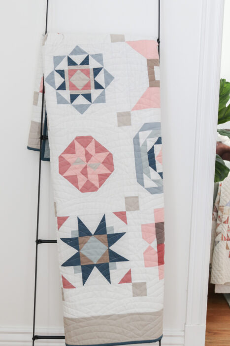 Modern Sampler quilt made by Amy Smart using free quilt block patterns from the 2025 RBD Quilt Block Challenge