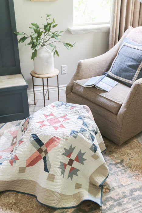 Modern Sampler quilt made by Amy Smart using free quilt block patterns from the 2025 RBD Quilt Block Challenge