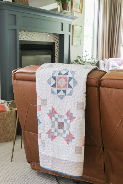 Modern Sampler quilt made by Amy Smart using free quilt block patterns from the 2025 RBD Quilt Block Challenge