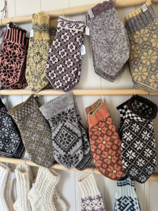 Hand knit wool mittens from Lofoten Wool in Henningsvaer, Norway
