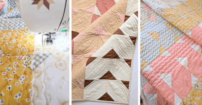 How to quilt on your home sewing machine using a walking foot including straight line and serpentine stitches.