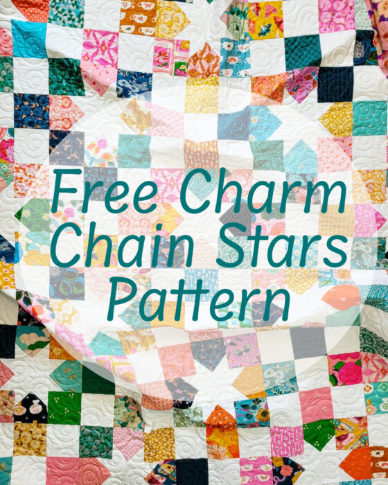 Free Charm Chain Stars Quilt pattern by Ashlee Doyle of Crinkly Quilts