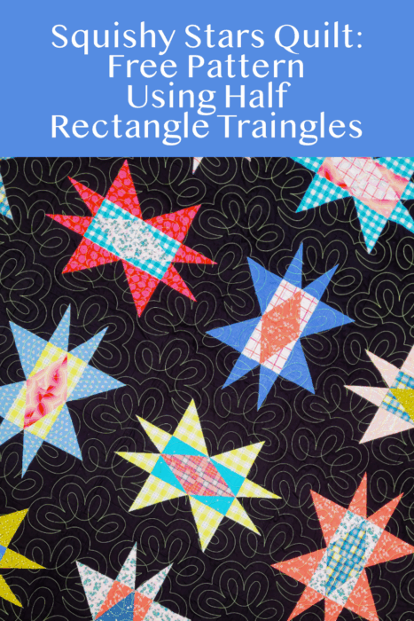 Learn how to make perfect Half Rectangle Triangles (HRTs). Follow step-by-step tutorial by Ashlee Doyle and get the free Squishy Stars quilt pattern, a modern design combining HRTs and HSTs to create bold, playful stars