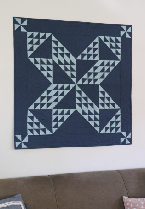Two tone blues Sugarhouse Stat Baby Quilt Pattern by Amy Smart