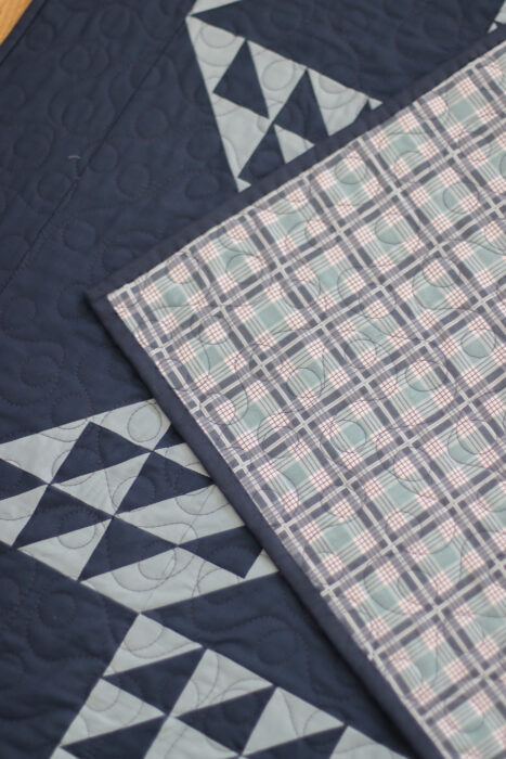 Two tone blues Sugarhouse Stat Baby Quilt Pattern by Amy Smart