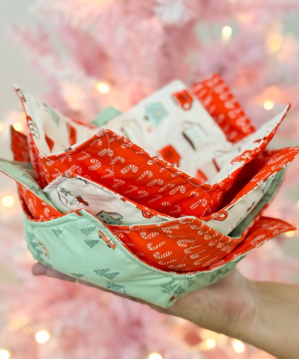 16 Easy Gifts to Sew in an afternoon: Fabric Bowl Cozy Tutorial from Stacey Lee Creative
