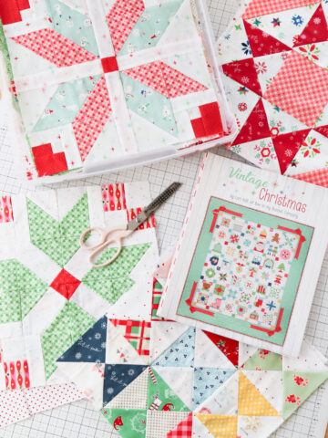 Christmas quilt blocks using Lori Holt's Vintage Christmas book