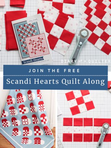 Free Quilt Along hosted by Amy Smart to make a quilt inspired by Scandinavian woven paper hearts