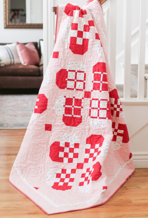 Red Pink and White Scandi Hearts Quilt pattern by Amy Smart