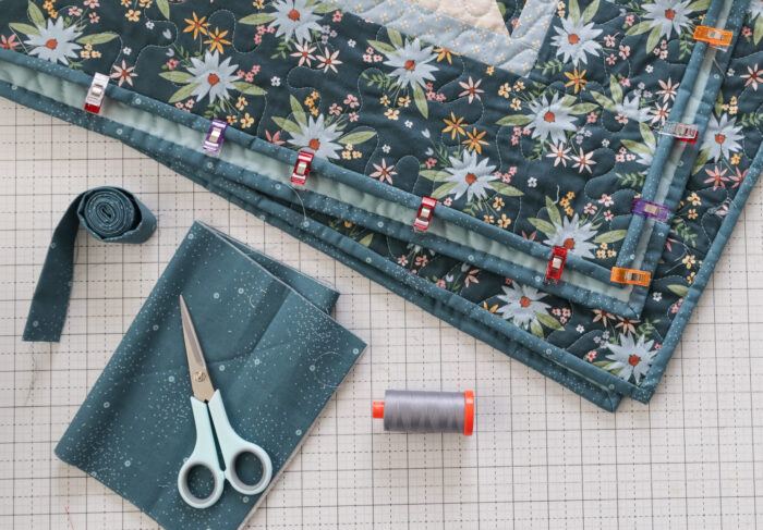 Binding Quilt using Honey Locust fabric from Riley Blake Designs