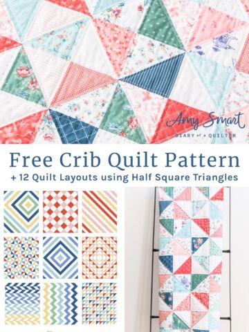 Free HST Crib Quilt Pattern + 12 different layout options and coloring pages