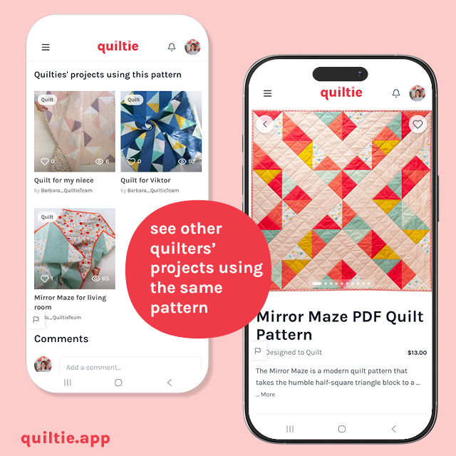 See other quilter's projects using the same quilt pattern using the Quiltie App