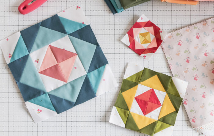 Free Beacon quilt block designed by Amy Smart for the Sewcialites quilt along hosted by the Fat Quarter Shop. Made with Riley Blake Confetti Cotton solids
