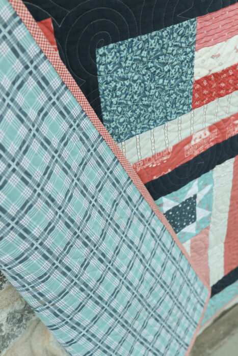 Blue plaid fabric from Amy Smart's Albion fabric collection
