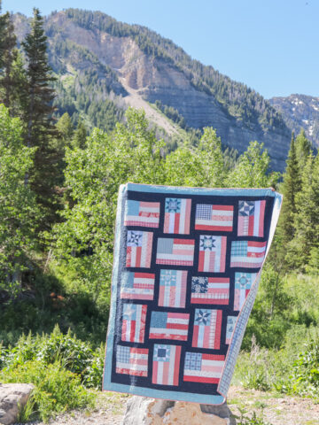 Americana folk art US Flag quilt - Fly the Flag pattern by Amy Smart