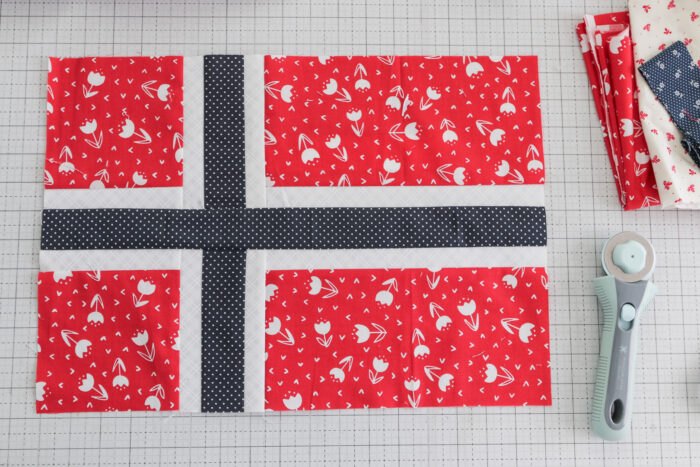 Norway Flag quilt block by Amy Smart
