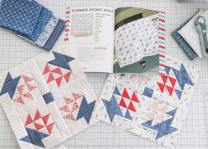Vintage inspired quilt blocks from Susah Ache's Summer Picnic Quilt Pattern