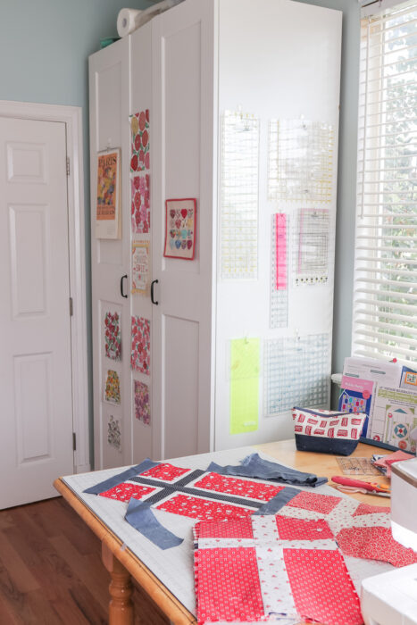 Ikea Armoire storage in a sewing room